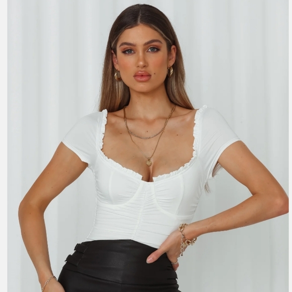 Hello Molly Tops - Hello Molly White Bodysuit